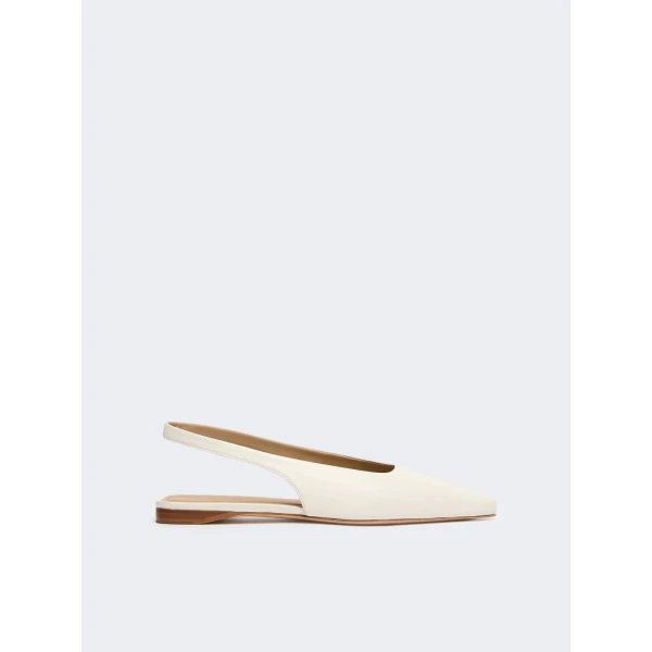 Max Mara Manna Nappa Leather Flat Slingbacks in Ivory | Flats | Coveti