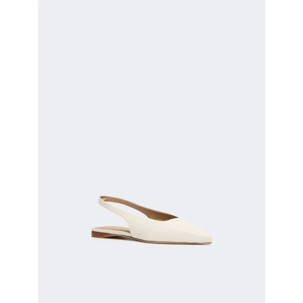 Max Mara Manna Nappa Leather Flat Slingbacks in Ivory | Flats | Coveti