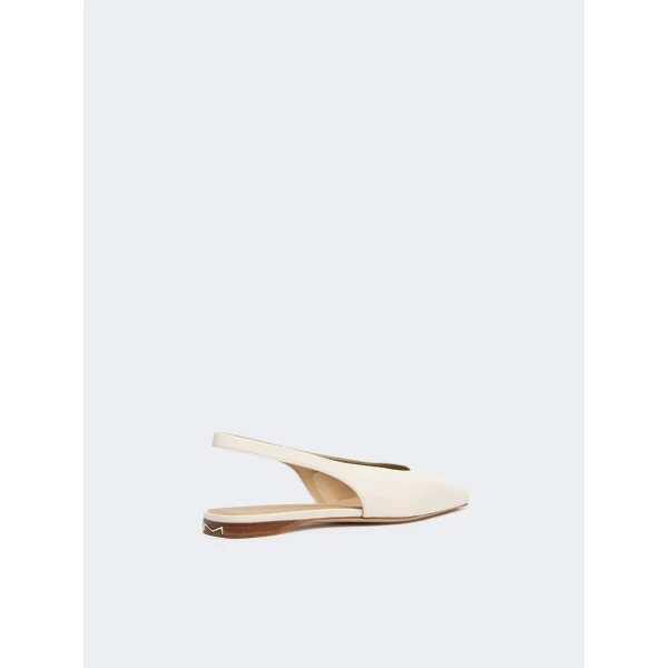 Max Mara Manna Nappa Leather Flat Slingbacks in Ivory | Flats | Coveti