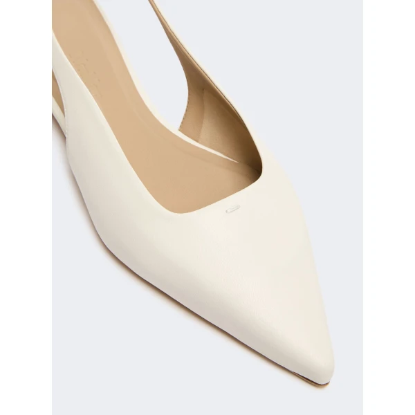 Max Mara Manna Nappa Leather Flat Slingbacks in Ivory | Flats | Coveti