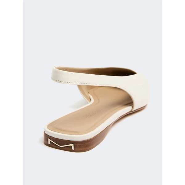 Max Mara Manna Nappa Leather Flat Slingbacks in Ivory | Flats | Coveti