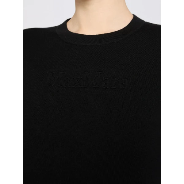 Max Mara Manto Embossed Logo Wool Sweater in Black | Sweaters | Coveti