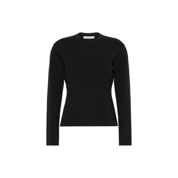 Max Mara Manto Embossed Logo Wool Sweater in Black | Sweaters | Coveti