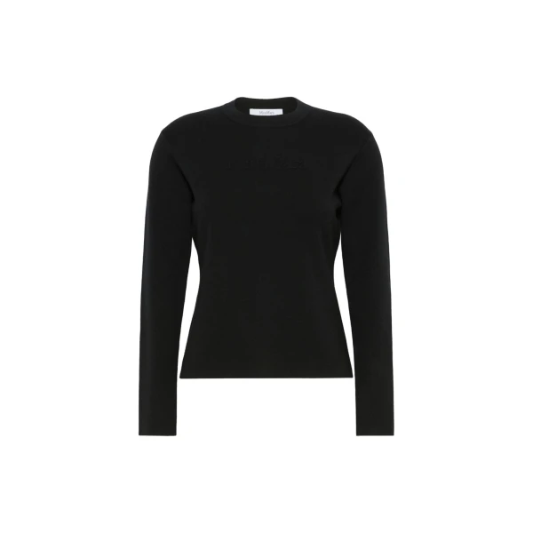 Manto Embossed Logo Wool Sweater in Black