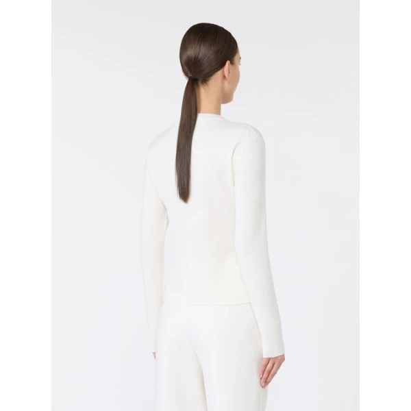Max Mara Manto Embossed Logo Wool Sweater in White | Sweaters | Coveti
