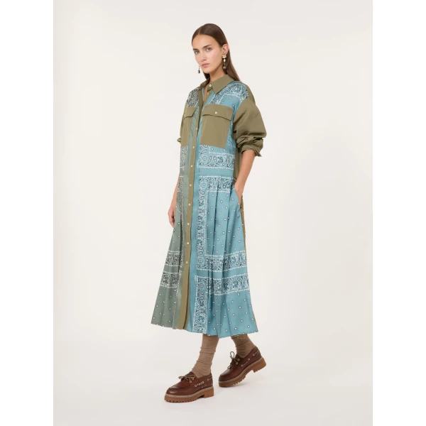 Max Mara Manto Twill and Poplin Shirt Dress in Light Blue | Shirtdress | Coveti