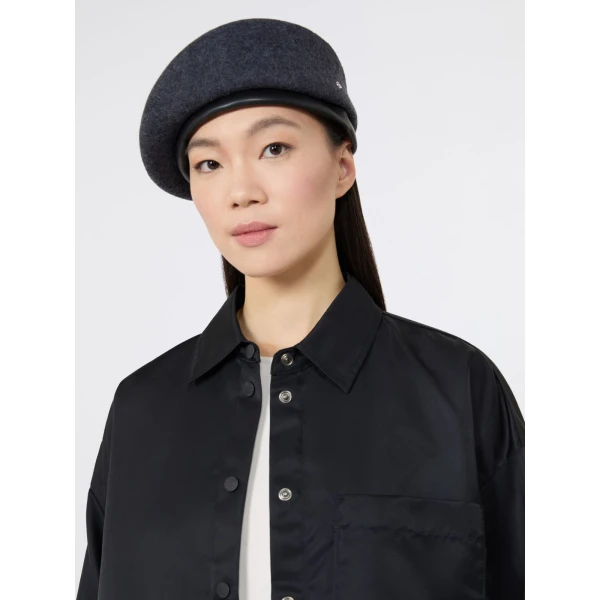 Max Mara Manto Wool Felt Beret in Medium Grey | Hats | Coveti