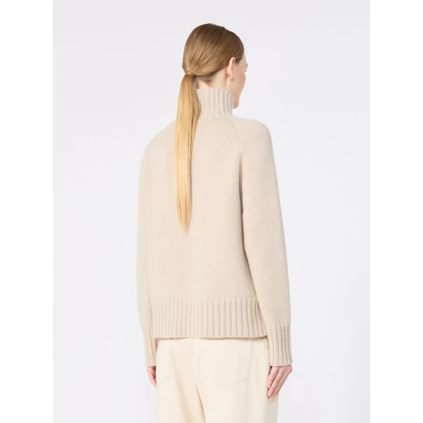 Max Mara Mantova Wool and Cashmere Polo-Neck Sweater in Albino White | Turtlenecks | Coveti