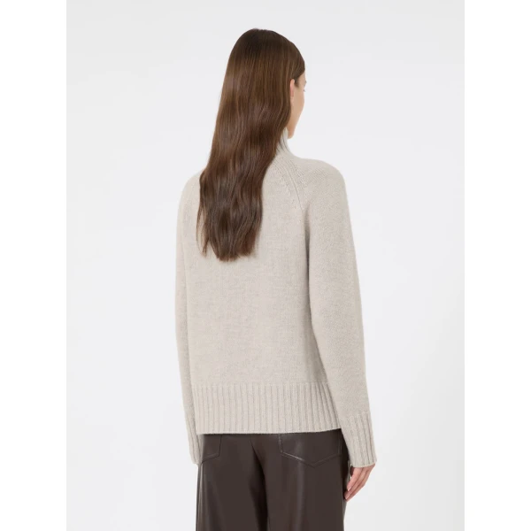 Max Mara Mantova Wool and Cashmere Polo-Neck Sweater in Beige | Turtlenecks | Coveti