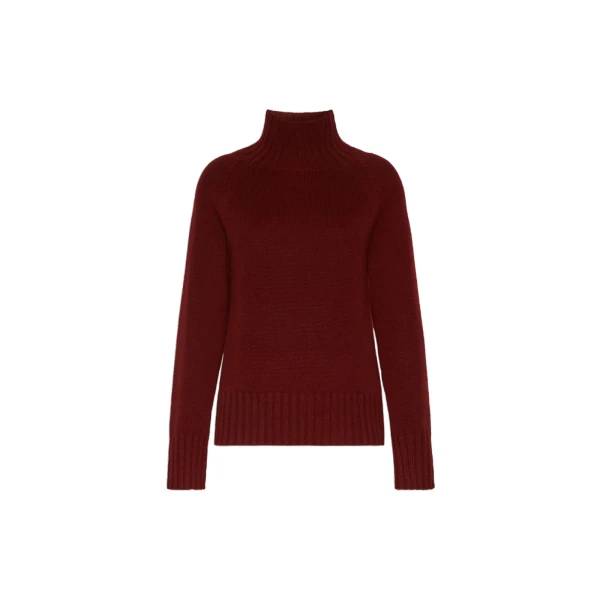Mantova Wool and Cashmere Polo-Neck Sweater in Bordeaux