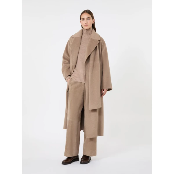 Max Mara Mantova Wool and Cashmere Polo-Neck Sweater in Clay | Turtlenecks | Coveti