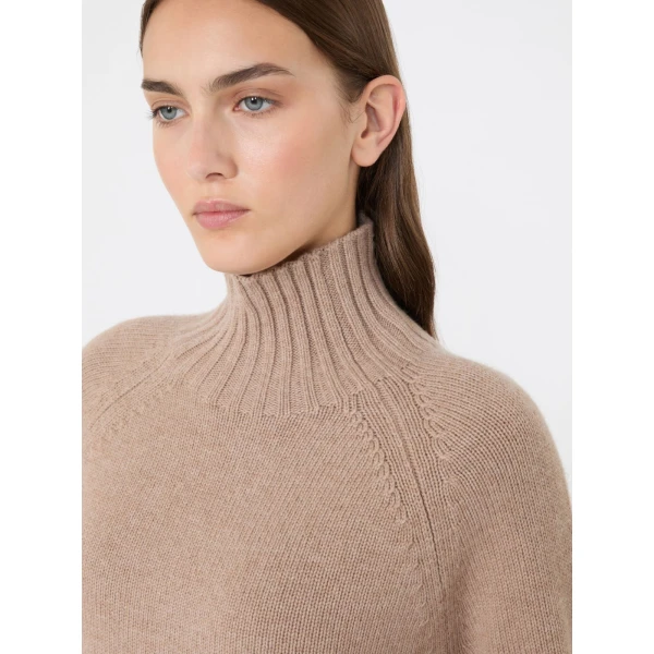Max Mara Mantova Wool and Cashmere Polo-Neck Sweater in Clay | Turtlenecks | Coveti