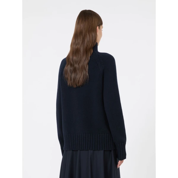 Max Mara Mantova Wool and Cashmere Polo-Neck Sweater in Ultramarine | Turtlenecks | Coveti
