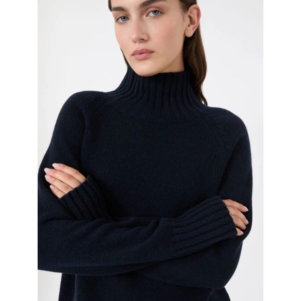 Max Mara Mantova Wool and Cashmere Polo-Neck Sweater in Ultramarine | Turtlenecks | Coveti