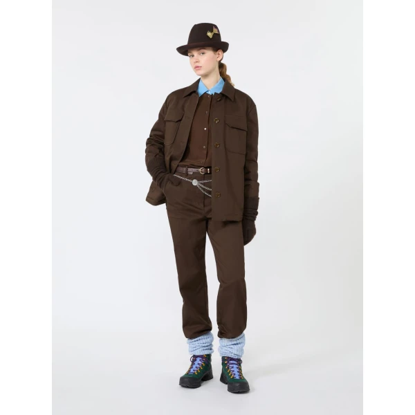 Max Mara Maranta Cotton Satin Trousers in Brown | Tailored pants | Coveti