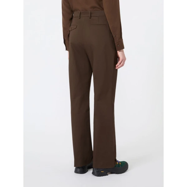 Max Mara Maranta Cotton Satin Trousers in Brown | Tailored pants | Coveti