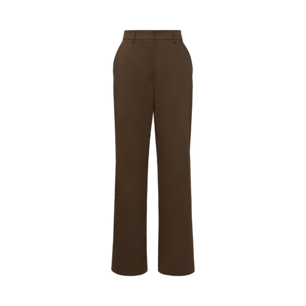 Max Mara Maranta Cotton Satin Trousers in Brown | Tailored pants | Coveti