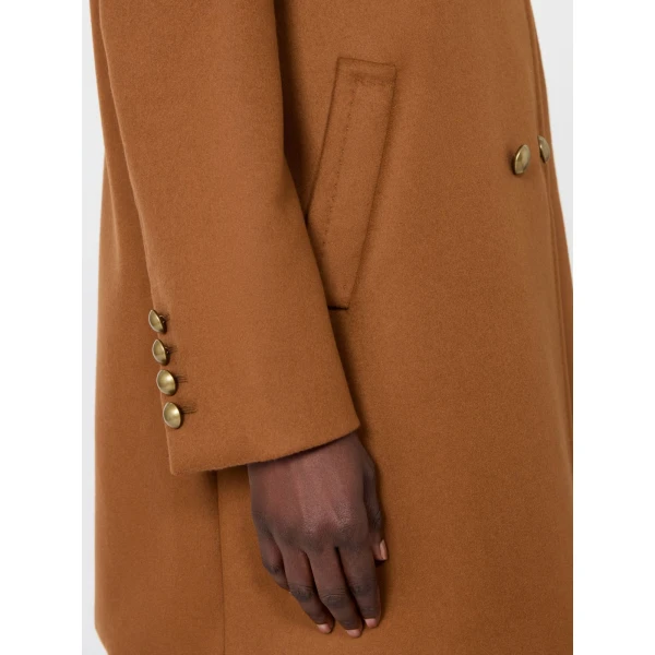 Max Mara Maranta Double-Breasted Wool Broadcloth Coat in Tobacco | Wool Coat | Coveti