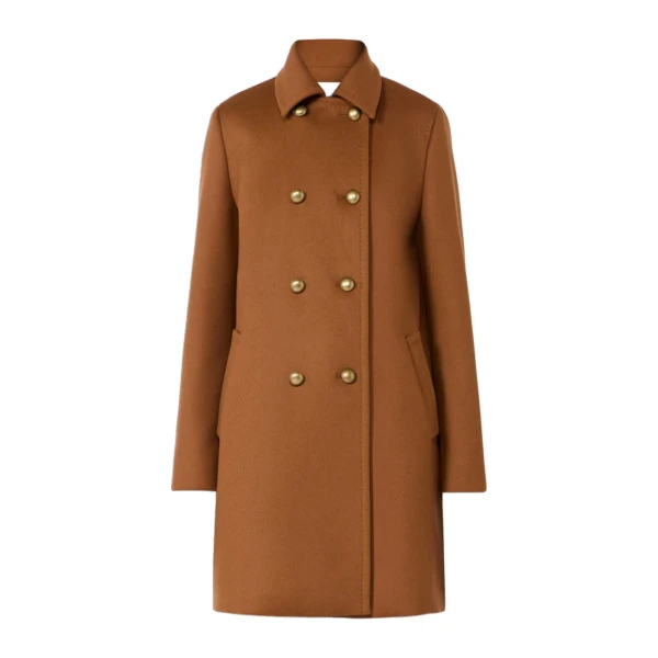 Maranta Double-Breasted Wool Broadcloth Coat in Tobacco