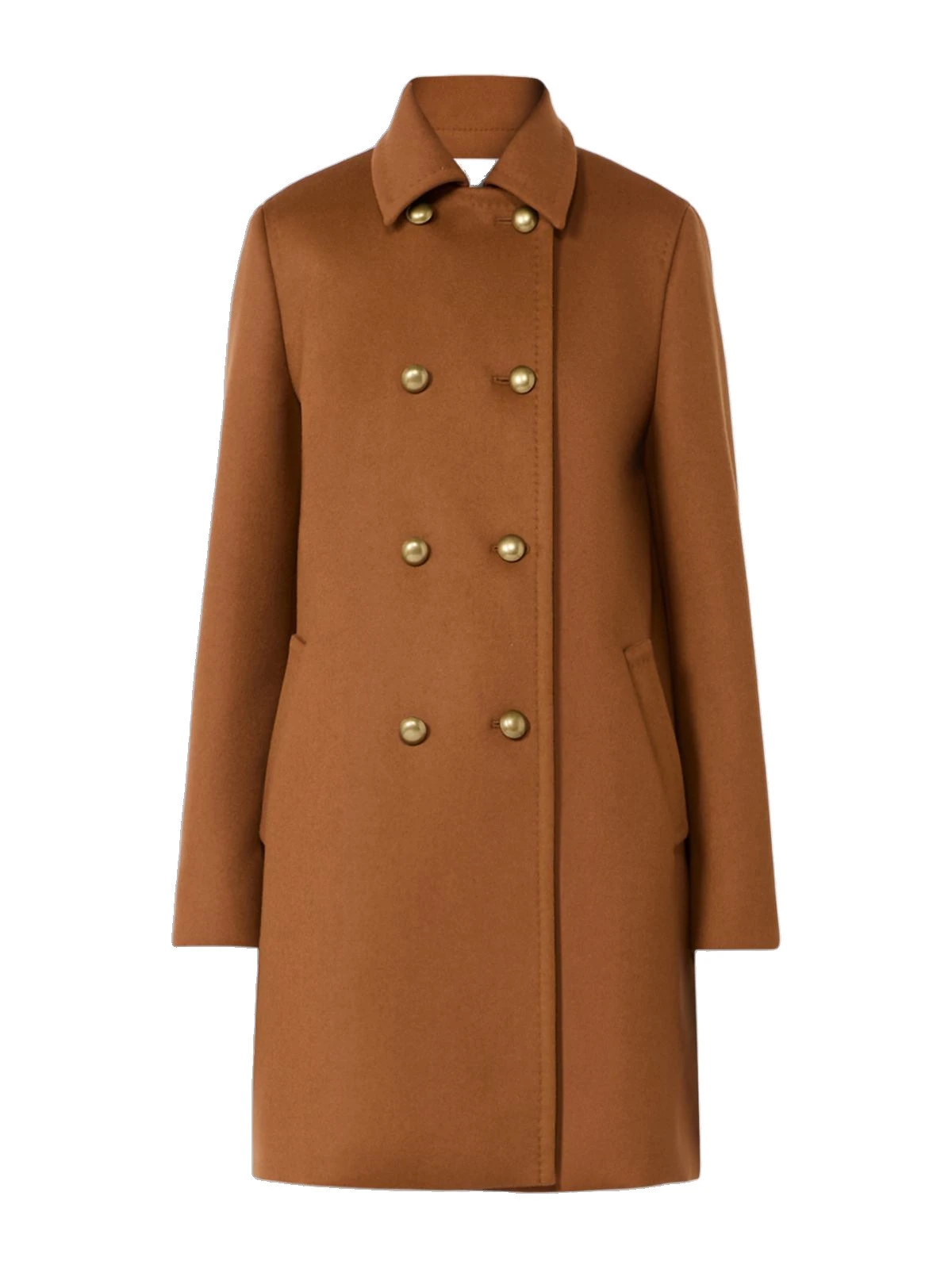 Max Mara Maranta Double-Breasted Wool Broadcloth Coat in Tobacco Max Mara Maranta Double-Breasted Wool Broadcloth Coat in Tobacco | Wool Coat | Coveti