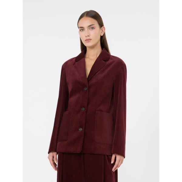 Max Mara Maranta Single-Breasted Velvet Jacket in Bordeaux | Blazers | Coveti