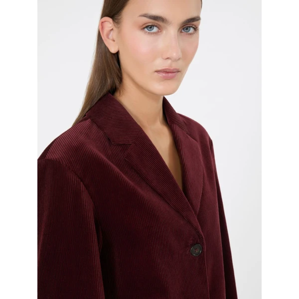 Max Mara Maranta Single-Breasted Velvet Jacket in Bordeaux | Blazers | Coveti