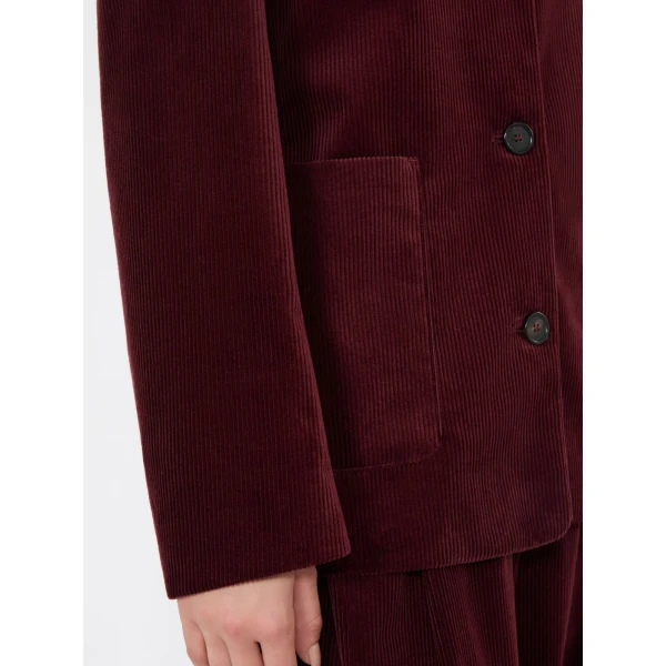 Max Mara Maranta Single-Breasted Velvet Jacket in Bordeaux | Blazers | Coveti