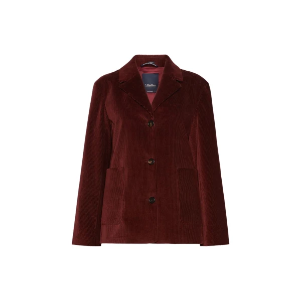 Maranta Single-Breasted Velvet Jacket in Bordeaux