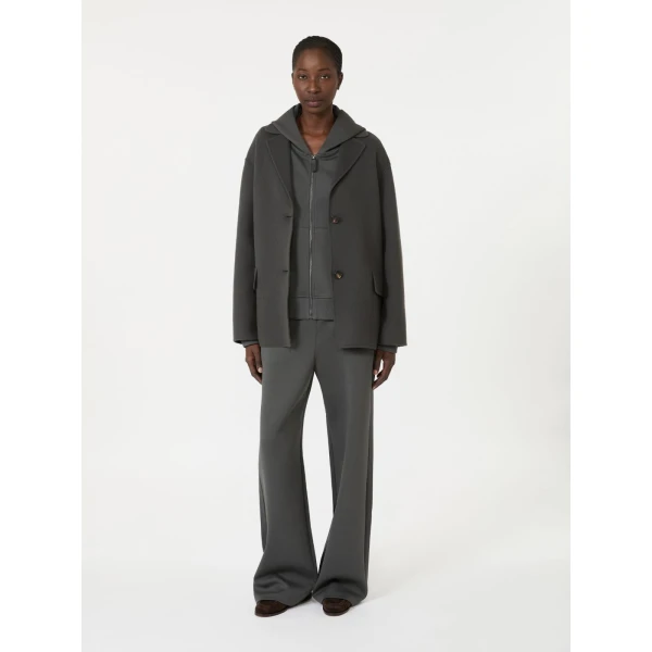 Max Mara Marea Technical Cotton Jersey Sweatshirt in Dark Grey | Sweaters | Coveti