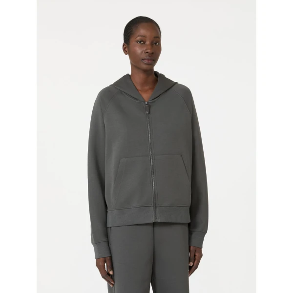 Max Mara Marea Technical Cotton Jersey Sweatshirt in Dark Grey | Sweaters | Coveti