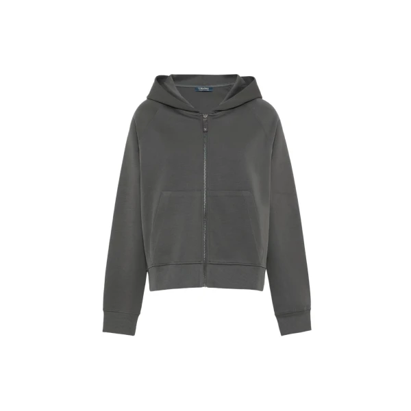 Max Mara Marea Technical Cotton Jersey Sweatshirt in Dark Grey | Sweaters | Coveti
