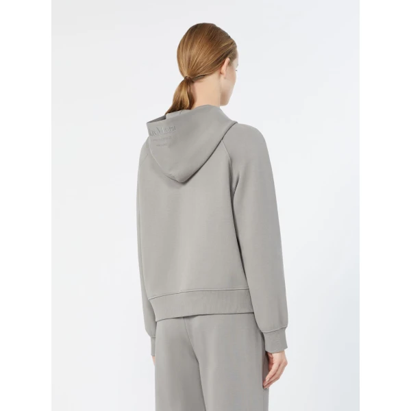 Max Mara Marea Technical Cotton Jersey Sweatshirt in Pearl Grey | Sweaters | Coveti