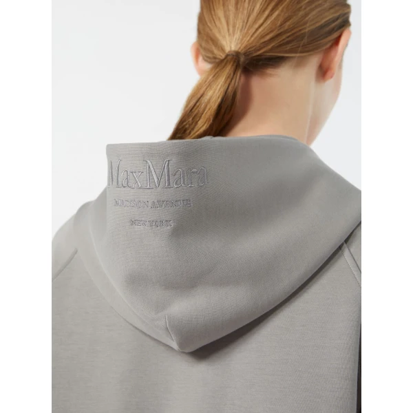 Max Mara Marea Technical Cotton Jersey Sweatshirt in Pearl Grey | Sweaters | Coveti