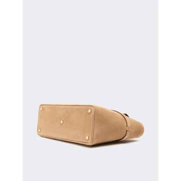 Max Mara Margaux Medium Suede Bag in Beige | Totes & Top-Handle Bags | Coveti