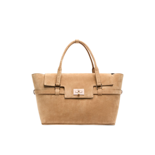 Max Mara Margaux Medium Suede Bag in Beige | Women | Coveti