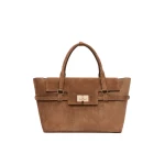 Max Mara Margaux Medium Suede Bag in Brown | Totes & Top-Handle Bags | Coveti