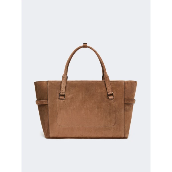 Max Mara Margaux Medium Suede Bag in Brown | Totes & Top-Handle Bags | Coveti