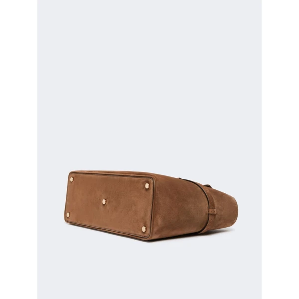 Max Mara Margaux Medium Suede Bag in Brown | Totes & Top-Handle Bags | Coveti