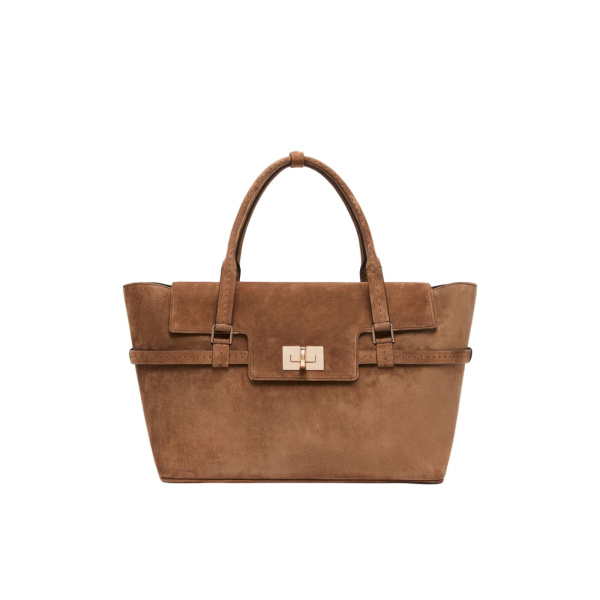 Max Mara Margaux Medium Suede Bag in Brown | Totes & Top-Handle Bags | Coveti