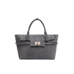 Max Mara Margaux Medium Suede Bag in Medium Grey | Totes & Top-Handle Bags | Coveti
