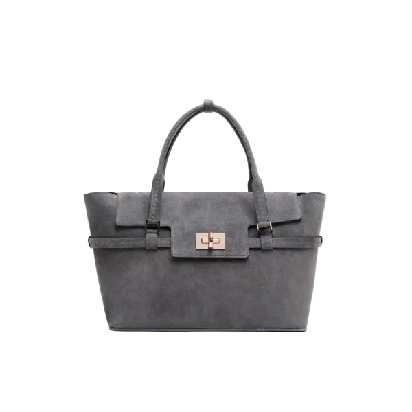 Margaux Medium Suede Bag in Medium Grey