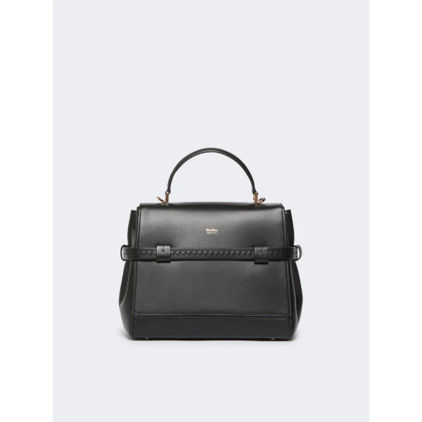 Max Mara Margaux Smooth Leather Handbag in Black | Totes & Top-Handle Bags | Coveti
