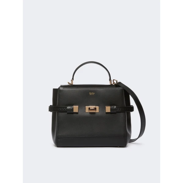 Max Mara Margaux Smooth Leather Handbag in Black | Totes & Top-Handle Bags | Coveti