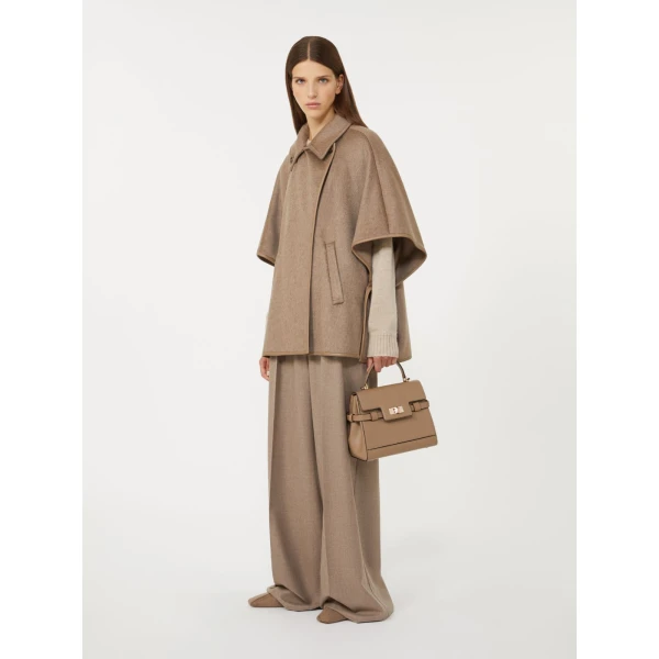Max Mara Margaux Smooth Leather Handbag in Mud | Totes & Top-Handle Bags | Coveti