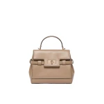 Max Mara Margaux Smooth Leather Handbag in Mud | Totes & Top-Handle Bags | Coveti