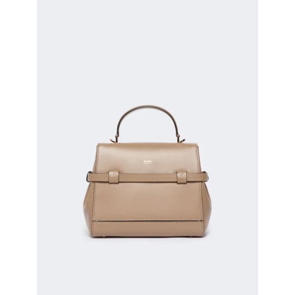 Max Mara Margaux Smooth Leather Handbag in Mud | Totes & Top-Handle Bags | Coveti