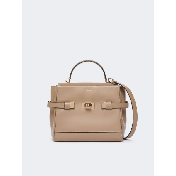 Max Mara Margaux Smooth Leather Handbag in Mud | Totes & Top-Handle Bags | Coveti