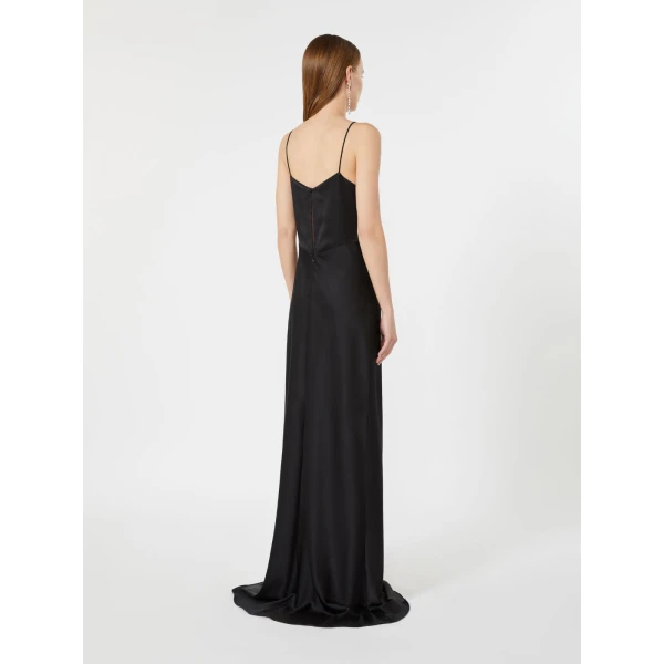 Max Mara Maroso Silk Satin Slip Dress in Black | Evening Gowns | Coveti