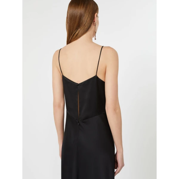 Max Mara Maroso Silk Satin Slip Dress in Black | Evening Gowns | Coveti