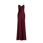 Max Mara Maroso Silk Satin Slip Dress in Bordeaux | Evening Gowns | Coveti